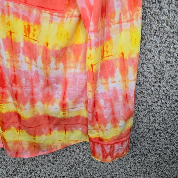 Calvin Klein Top Womens Small Orange Button Up Semi‎ Sheer Blouse Pockets Ladies - Picture 2 of 7